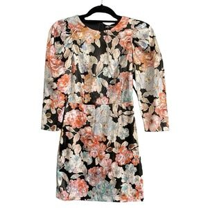 Zara Short dress Black Floral Size XS NWT